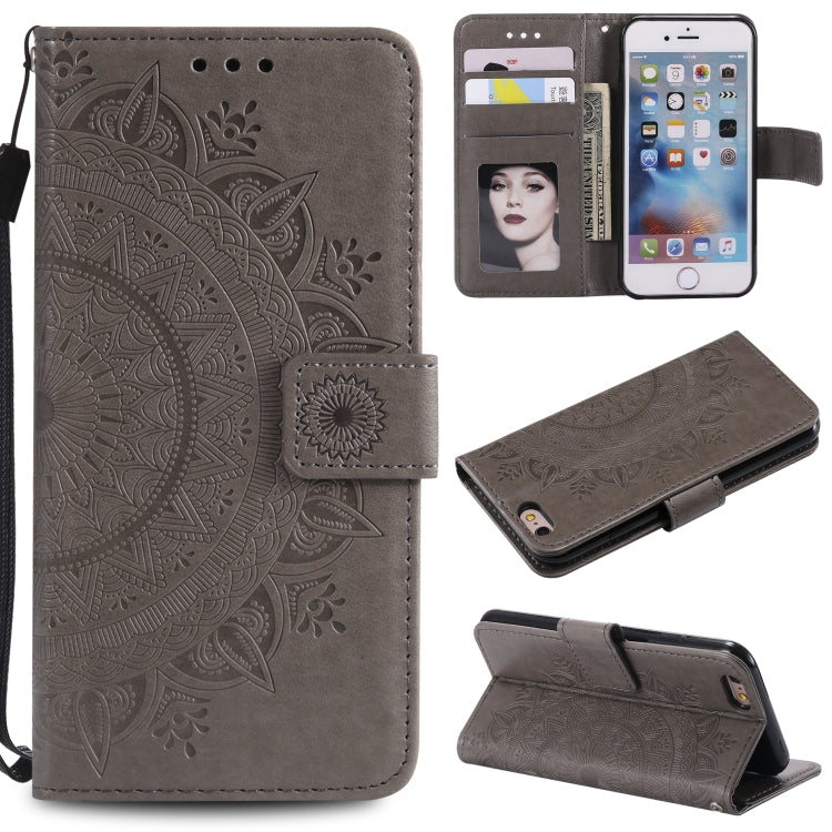 Totem Flower Embossed Horizontal Flip TPU + PU Leather Case with Holder & Card Slots & Wallet For iPhone 6