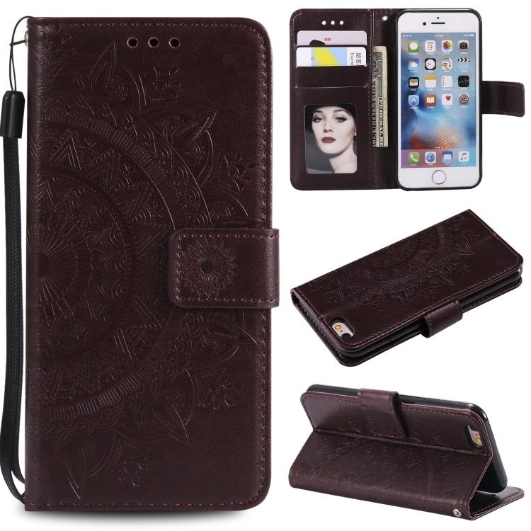 Totem Flower Embossed Horizontal Flip TPU + PU Leather Case with Holder & Card Slots & Wallet For iPhone 6