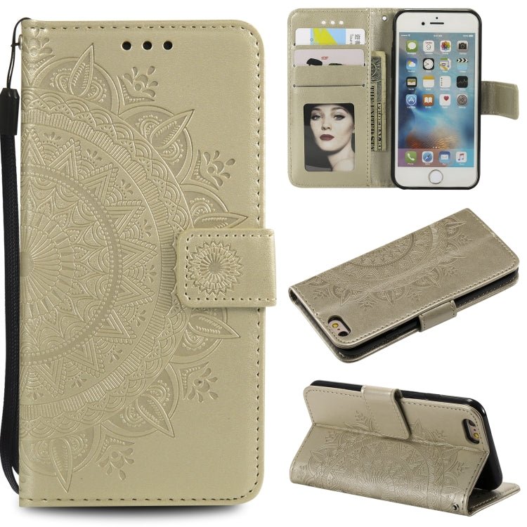 Totem Flower Embossed Horizontal Flip TPU + PU Leather Case with Holder & Card Slots & Wallet For iPhone 6 Plus