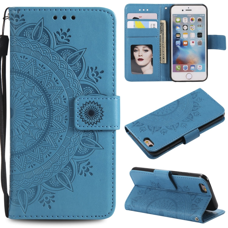 Totem Flower Embossed Horizontal Flip TPU + PU Leather Case with Holder & Card Slots & Wallet For iPhone 6 Plus