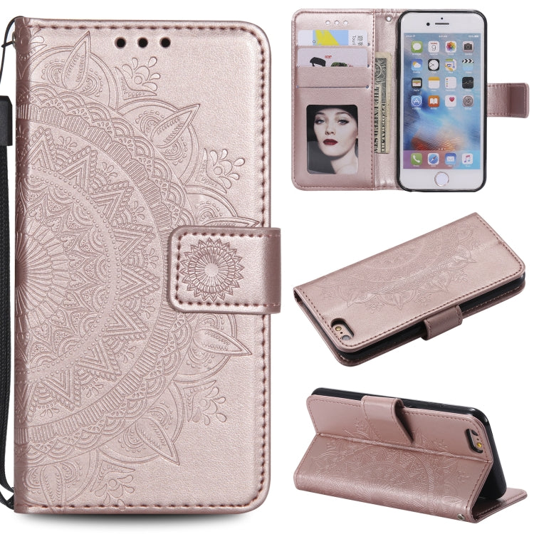 Totem Flower Embossed Horizontal Flip TPU + PU Leather Case with Holder & Card Slots & Wallet For iPhone 6 Plus