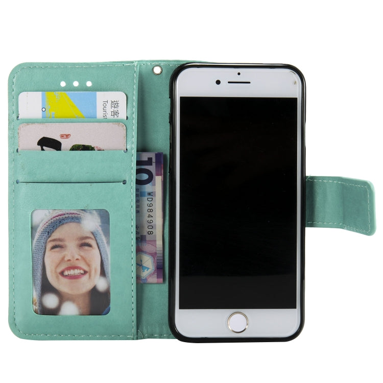 For iPhone SE 2022 / SE 2020 / 8 / 7 Totem Flower Embossed Horizontal Flip TPU + PU Leather Case with Holder & Card Slots & Wallet