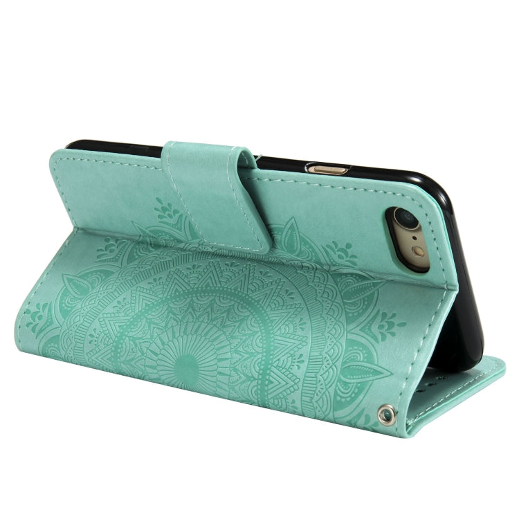 For iPhone SE 2022 / SE 2020 / 8 / 7 Totem Flower Embossed Horizontal Flip TPU + PU Leather Case with Holder & Card Slots & Wallet