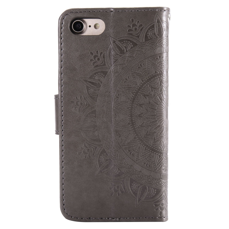 For iPhone SE 2022 / SE 2020 / 8 / 7 Totem Flower Embossed Horizontal Flip TPU + PU Leather Case with Holder & Card Slots & Wallet
