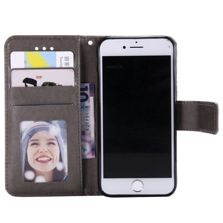 For iPhone SE 2022 / SE 2020 / 8 / 7 Totem Flower Embossed Horizontal Flip TPU + PU Leather Case with Holder & Card Slots & Wallet