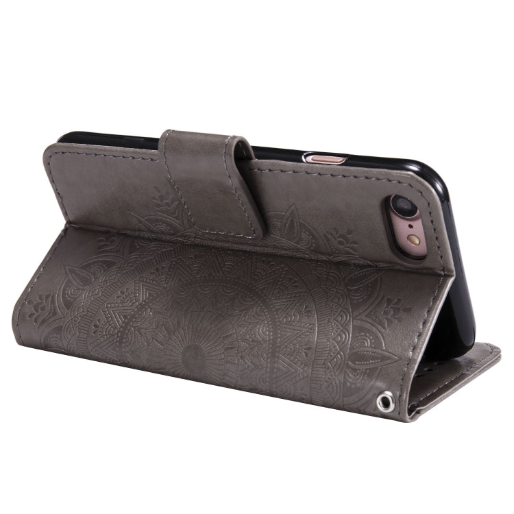 For iPhone SE 2022 / SE 2020 / 8 / 7 Totem Flower Embossed Horizontal Flip TPU + PU Leather Case with Holder & Card Slots & Wallet