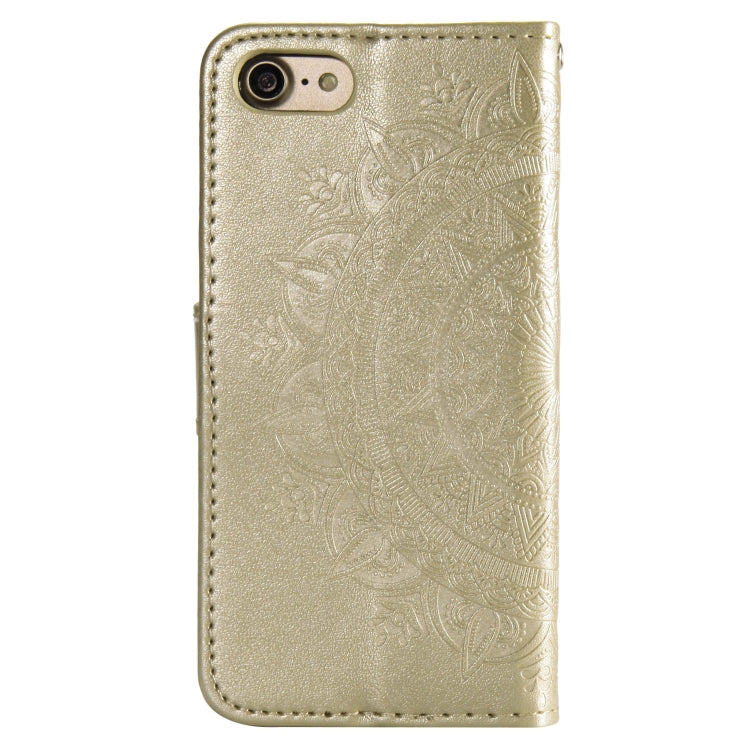 For iPhone SE 2022 / SE 2020 / 8 / 7 Totem Flower Embossed Horizontal Flip TPU + PU Leather Case with Holder & Card Slots & Wallet