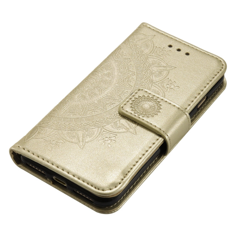 For iPhone SE 2022 / SE 2020 / 8 / 7 Totem Flower Embossed Horizontal Flip TPU + PU Leather Case with Holder & Card Slots & Wallet