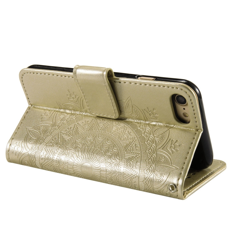 For iPhone SE 2022 / SE 2020 / 8 / 7 Totem Flower Embossed Horizontal Flip TPU + PU Leather Case with Holder & Card Slots & Wallet