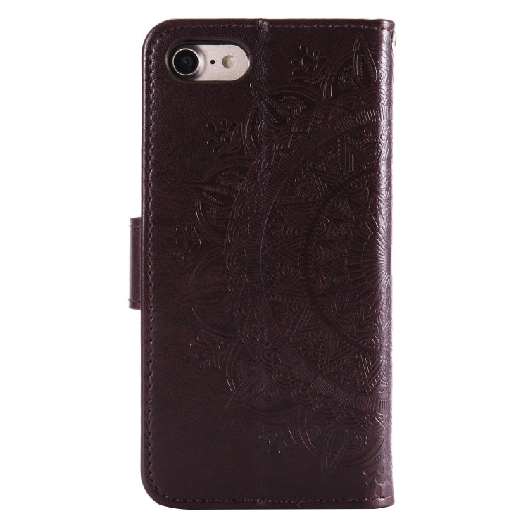 For iPhone SE 2022 / SE 2020 / 8 / 7 Totem Flower Embossed Horizontal Flip TPU + PU Leather Case with Holder & Card Slots & Wallet