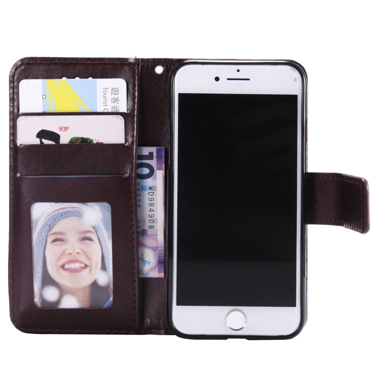 For iPhone SE 2022 / SE 2020 / 8 / 7 Totem Flower Embossed Horizontal Flip TPU + PU Leather Case with Holder & Card Slots & Wallet