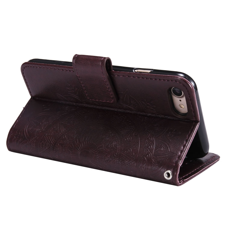 For iPhone SE 2022 / SE 2020 / 8 / 7 Totem Flower Embossed Horizontal Flip TPU + PU Leather Case with Holder & Card Slots & Wallet