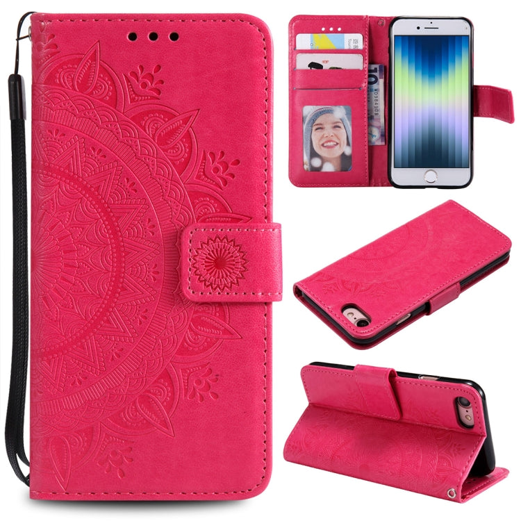 For iPhone SE 2022 / SE 2020 / 8 / 7 Totem Flower Embossed Horizontal Flip TPU + PU Leather Case with Holder & Card Slots & Wallet