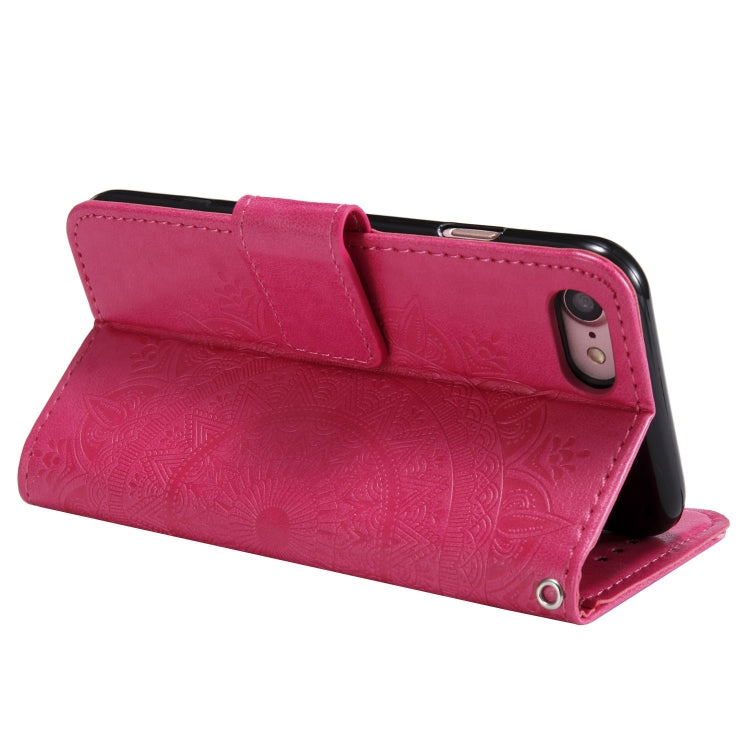 For iPhone SE 2022 / SE 2020 / 8 / 7 Totem Flower Embossed Horizontal Flip TPU + PU Leather Case with Holder & Card Slots & Wallet