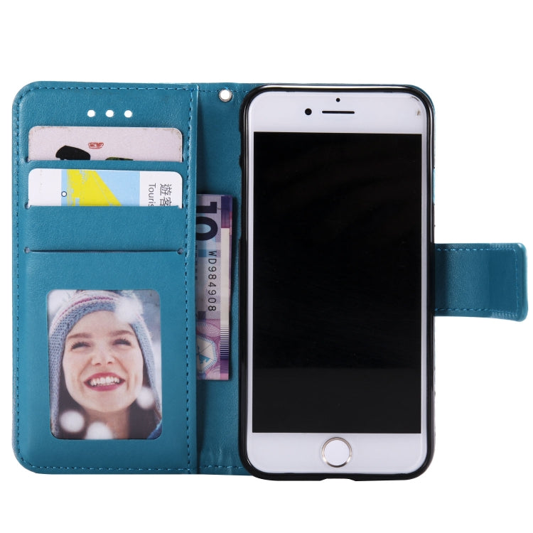 For iPhone SE 2022 / SE 2020 / 8 / 7 Totem Flower Embossed Horizontal Flip TPU + PU Leather Case with Holder & Card Slots & Wallet