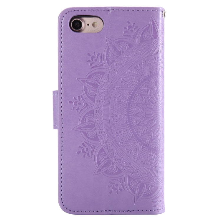 For iPhone SE 2022 / SE 2020 / 8 / 7 Totem Flower Embossed Horizontal Flip TPU + PU Leather Case with Holder & Card Slots & Wallet