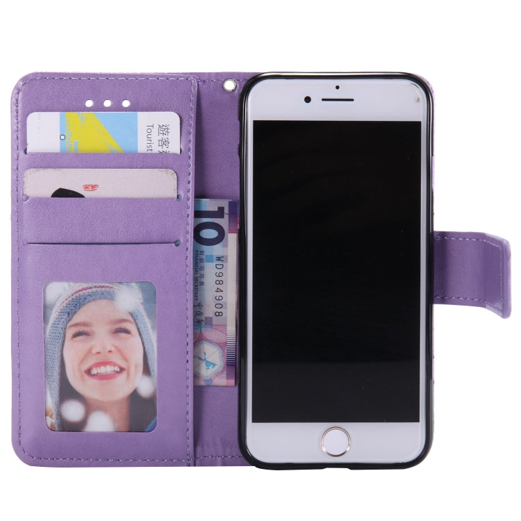 For iPhone SE 2022 / SE 2020 / 8 / 7 Totem Flower Embossed Horizontal Flip TPU + PU Leather Case with Holder & Card Slots & Wallet