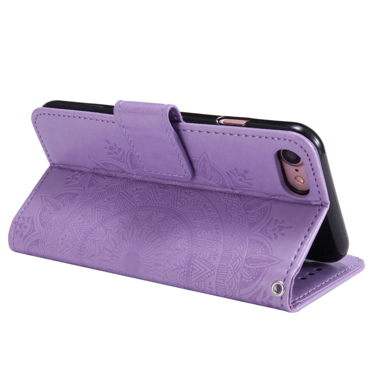 For iPhone SE 2022 / SE 2020 / 8 / 7 Totem Flower Embossed Horizontal Flip TPU + PU Leather Case with Holder & Card Slots & Wallet
