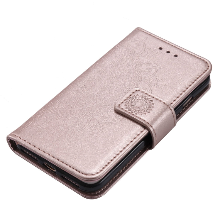 For iPhone SE 2022 / SE 2020 / 8 / 7 Totem Flower Embossed Horizontal Flip TPU + PU Leather Case with Holder & Card Slots & Wallet
