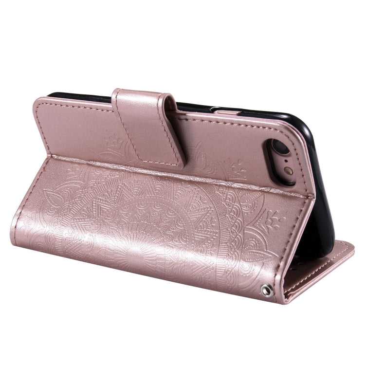 For iPhone SE 2022 / SE 2020 / 8 / 7 Totem Flower Embossed Horizontal Flip TPU + PU Leather Case with Holder & Card Slots & Wallet