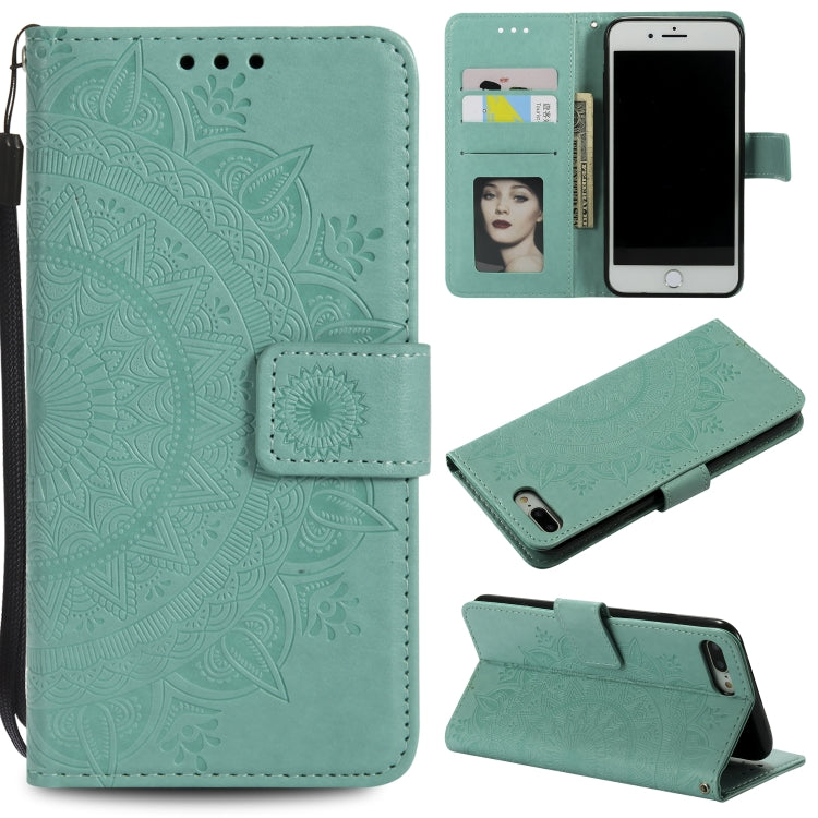 Totem Flower Embossed Horizontal Flip TPU + PU Leather Case with Holder & Card Slots & Wallet For iPhone 8 Plus / 7 Plus