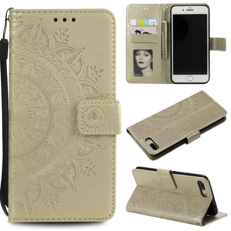 Totem Flower Embossed Horizontal Flip TPU + PU Leather Case with Holder & Card Slots & Wallet For iPhone 8 Plus / 7 Plus