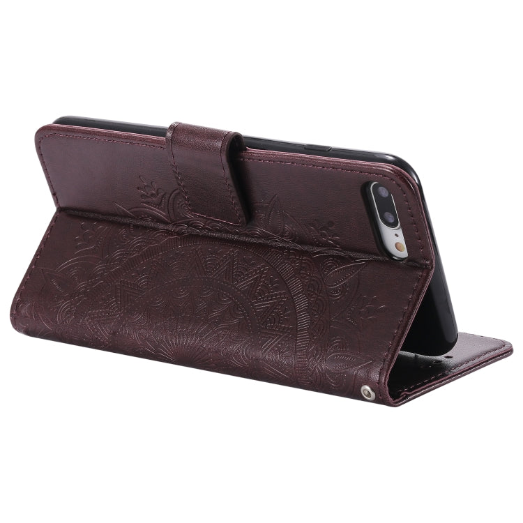 Totem Flower Embossed Horizontal Flip TPU + PU Leather Case with Holder & Card Slots & Wallet For iPhone 8 Plus / 7 Plus