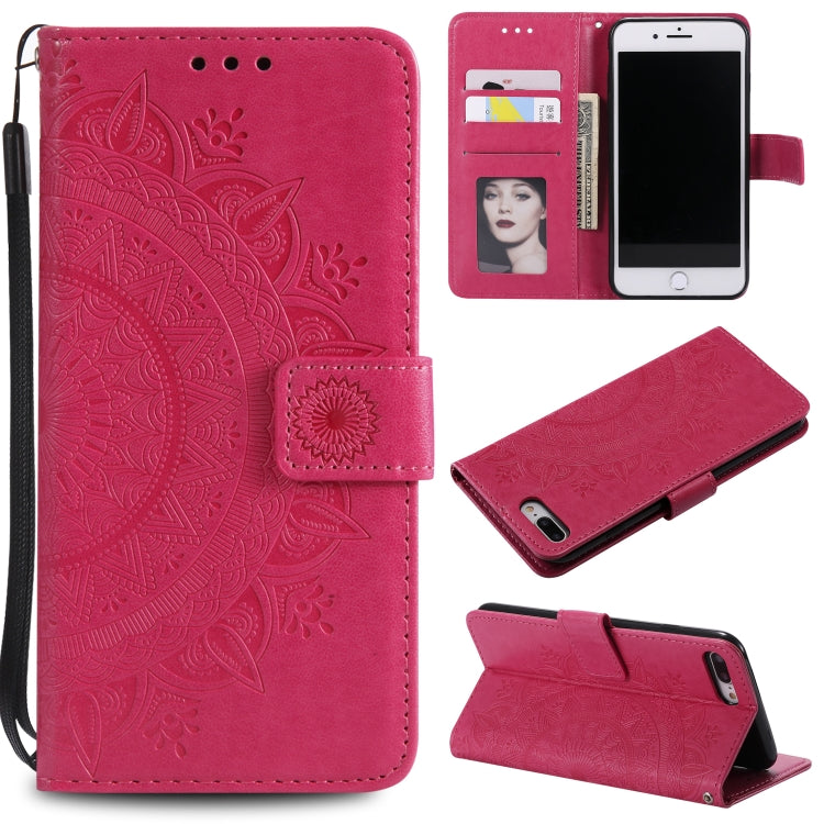 Totem Flower Embossed Horizontal Flip TPU + PU Leather Case with Holder & Card Slots & Wallet For iPhone 8 Plus / 7 Plus
