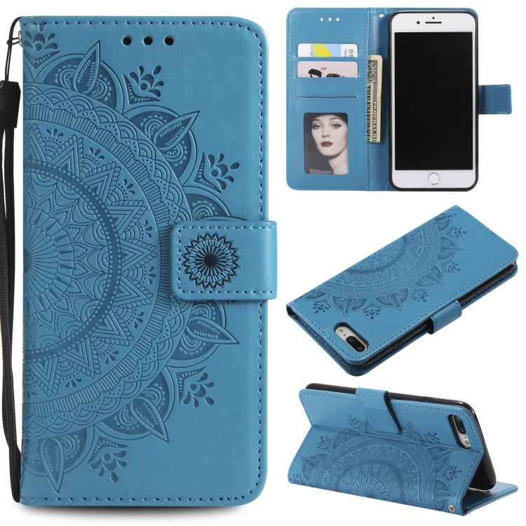 Totem Flower Embossed Horizontal Flip TPU + PU Leather Case with Holder & Card Slots & Wallet For iPhone 8 Plus / 7 Plus