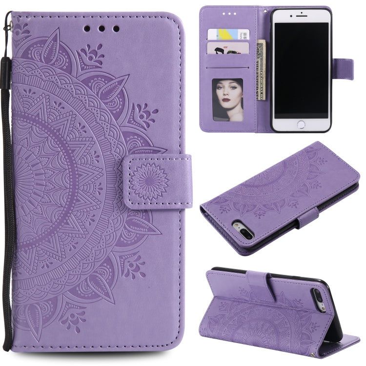 Totem Flower Embossed Horizontal Flip TPU + PU Leather Case with Holder & Card Slots & Wallet For iPhone 8 Plus / 7 Plus