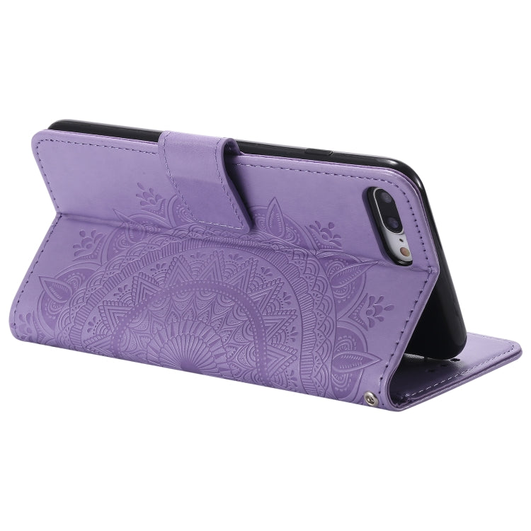 Totem Flower Embossed Horizontal Flip TPU + PU Leather Case with Holder & Card Slots & Wallet For iPhone 8 Plus / 7 Plus
