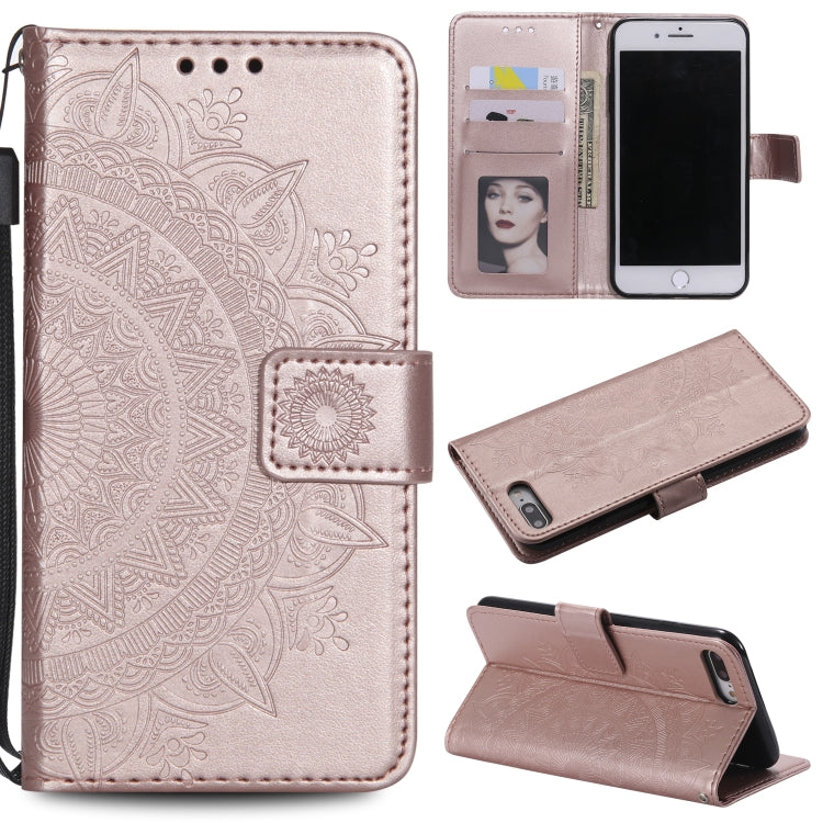 Totem Flower Embossed Horizontal Flip TPU + PU Leather Case with Holder & Card Slots & Wallet For iPhone 8 Plus / 7 Plus