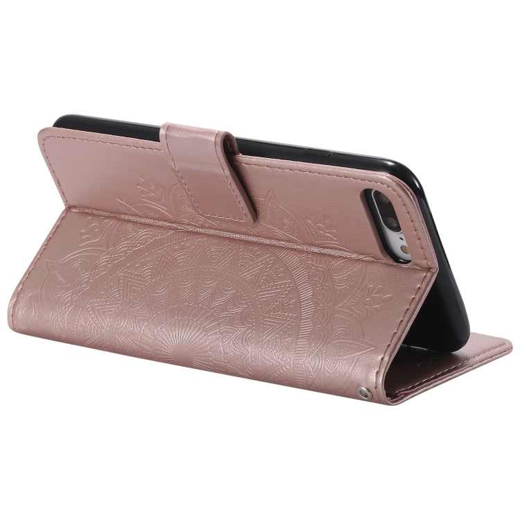Totem Flower Embossed Horizontal Flip TPU + PU Leather Case with Holder & Card Slots & Wallet For iPhone 8 Plus / 7 Plus