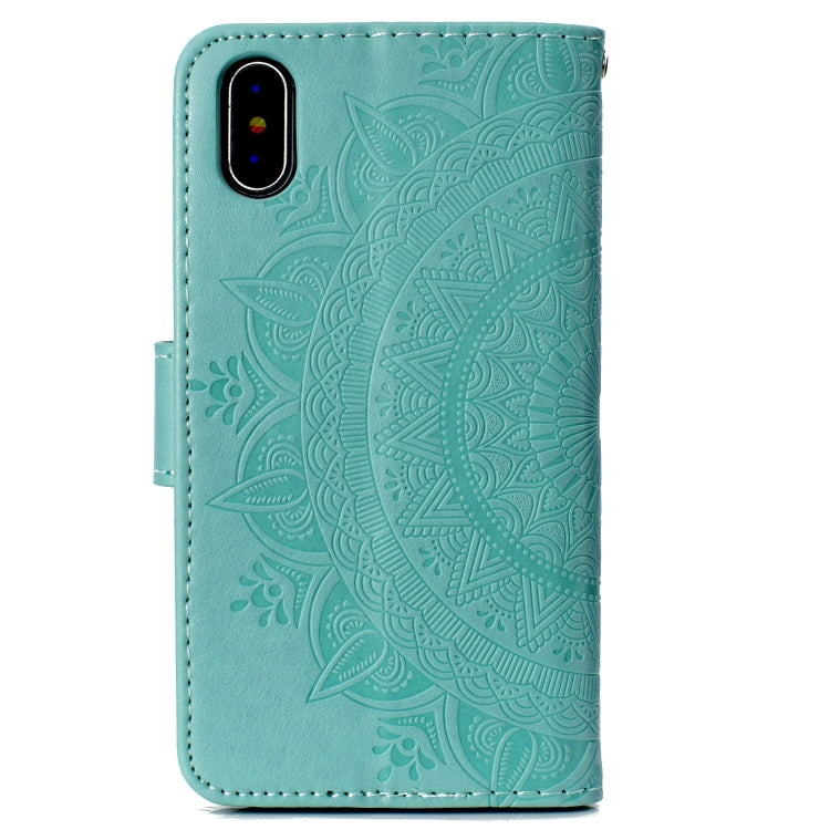 For iPhone X / XS Totem Flower Embossed Horizontal Flip TPU + PU Leather Case with Holder & Card Slots & Wallet
