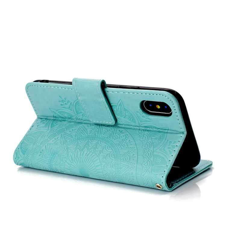 For iPhone X / XS Totem Flower Embossed Horizontal Flip TPU + PU Leather Case with Holder & Card Slots & Wallet