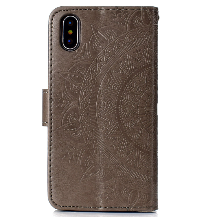 For iPhone X / XS Totem Flower Embossed Horizontal Flip TPU + PU Leather Case with Holder & Card Slots & Wallet