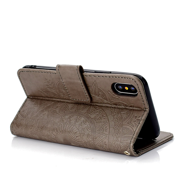 For iPhone X / XS Totem Flower Embossed Horizontal Flip TPU + PU Leather Case with Holder & Card Slots & Wallet