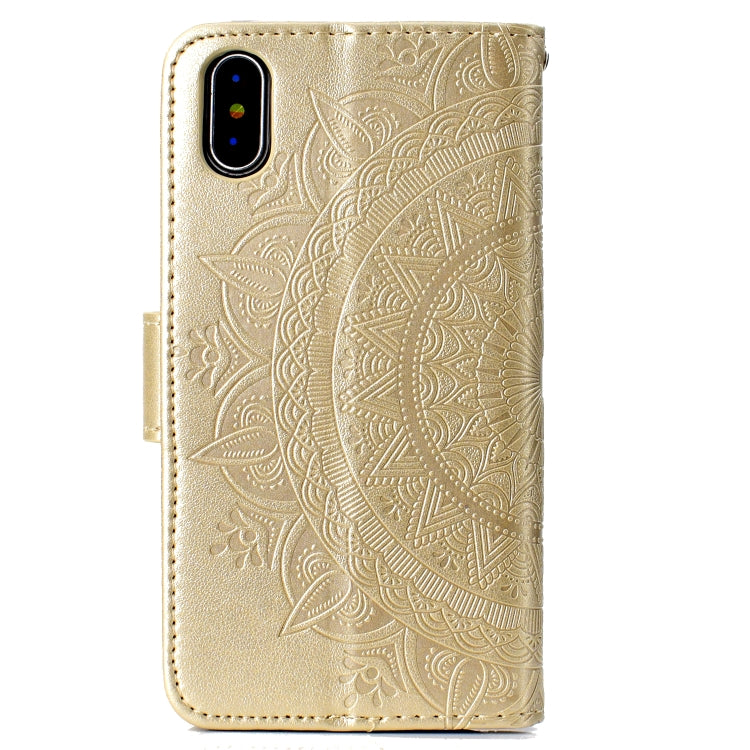 For iPhone X / XS Totem Flower Embossed Horizontal Flip TPU + PU Leather Case with Holder & Card Slots & Wallet