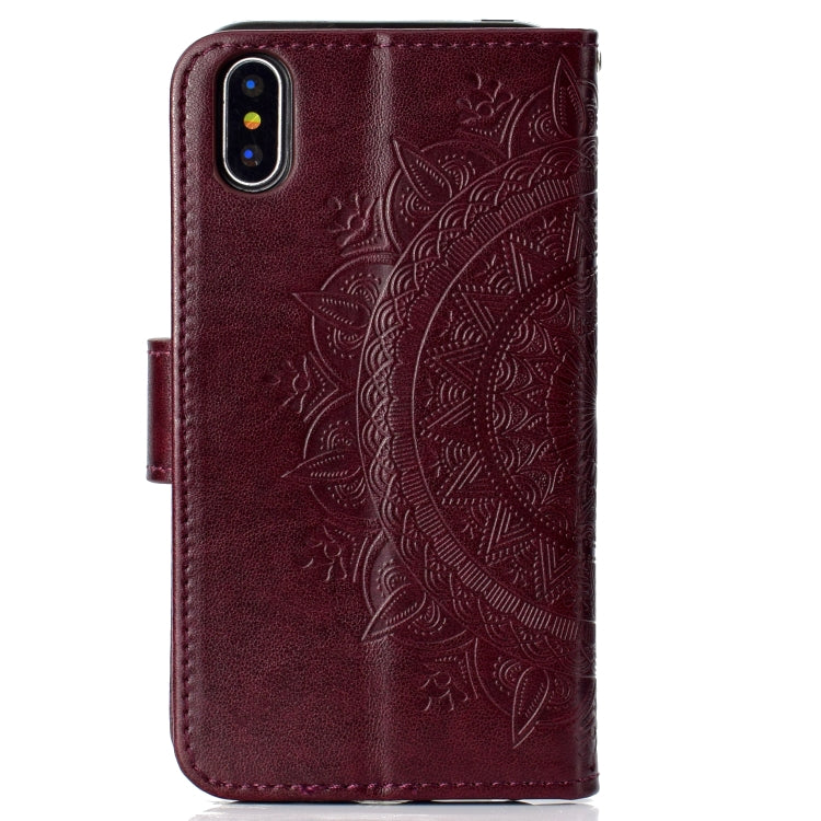 For iPhone X / XS Totem Flower Embossed Horizontal Flip TPU + PU Leather Case with Holder & Card Slots & Wallet