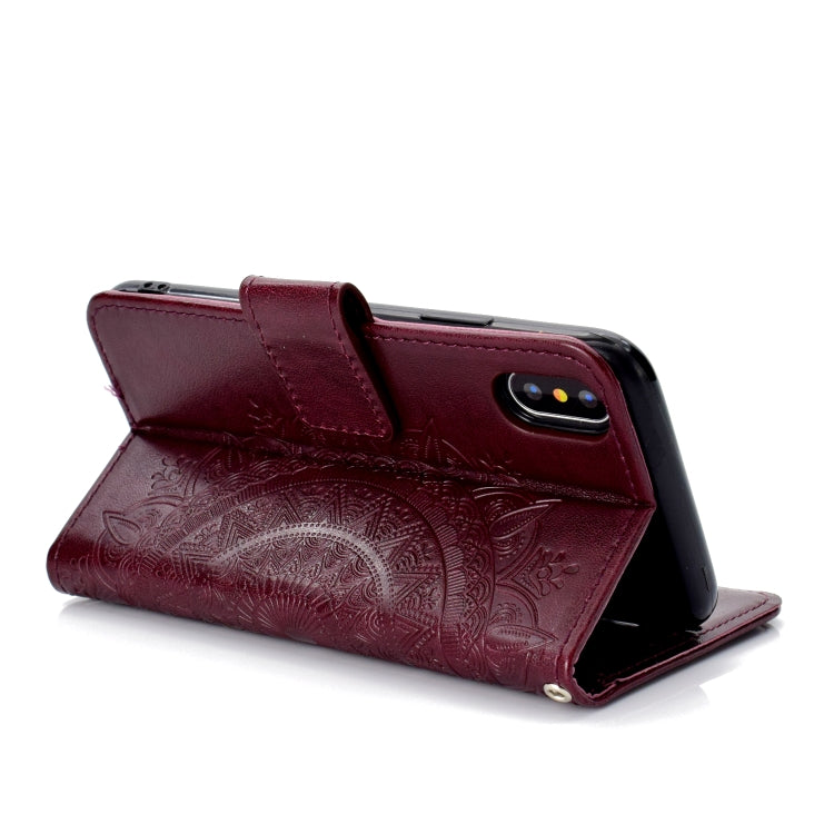 For iPhone X / XS Totem Flower Embossed Horizontal Flip TPU + PU Leather Case with Holder & Card Slots & Wallet
