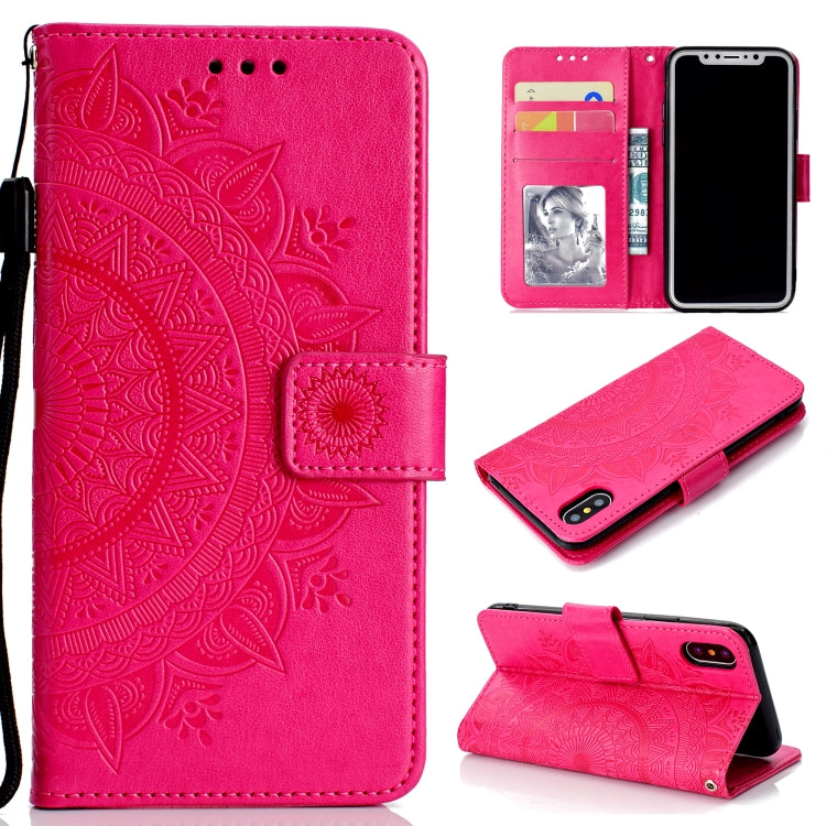 For iPhone X / XS Totem Flower Embossed Horizontal Flip TPU + PU Leather Case with Holder & Card Slots & Wallet