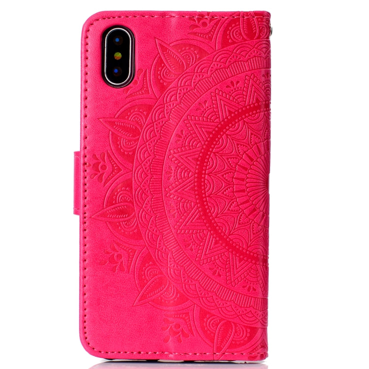 For iPhone X / XS Totem Flower Embossed Horizontal Flip TPU + PU Leather Case with Holder & Card Slots & Wallet