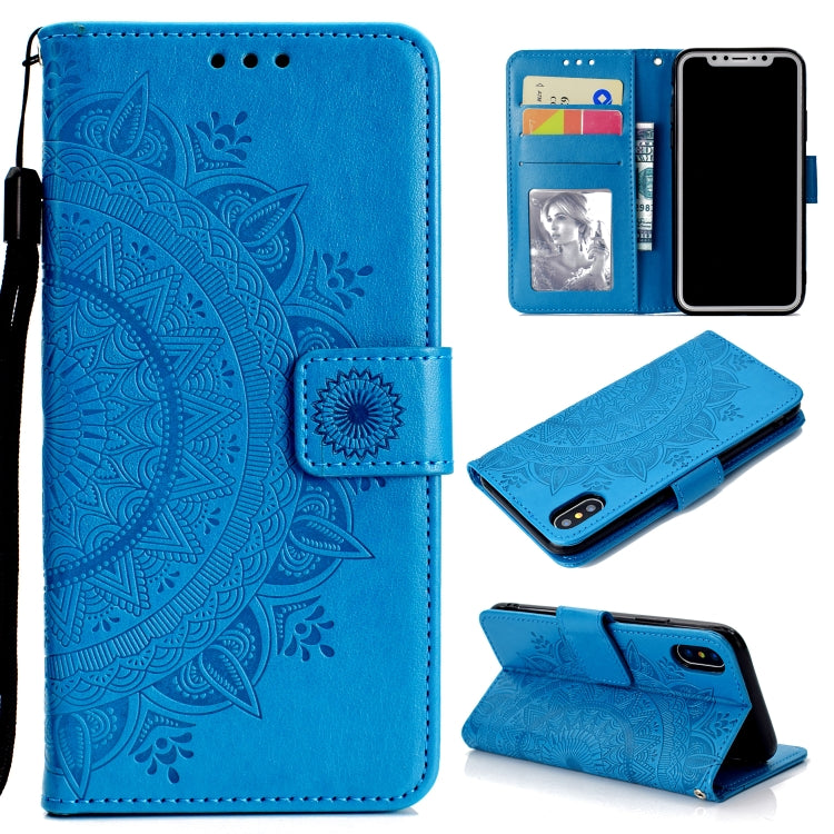 For iPhone X / XS Totem Flower Embossed Horizontal Flip TPU + PU Leather Case with Holder & Card Slots & Wallet