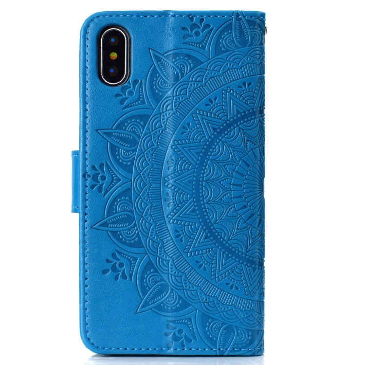 For iPhone X / XS Totem Flower Embossed Horizontal Flip TPU + PU Leather Case with Holder & Card Slots & Wallet
