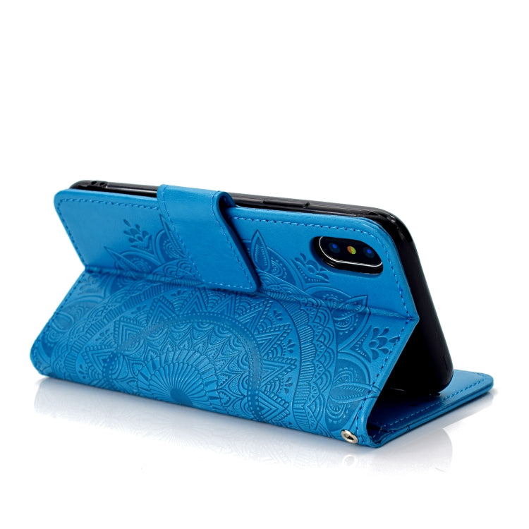 For iPhone X / XS Totem Flower Embossed Horizontal Flip TPU + PU Leather Case with Holder & Card Slots & Wallet
