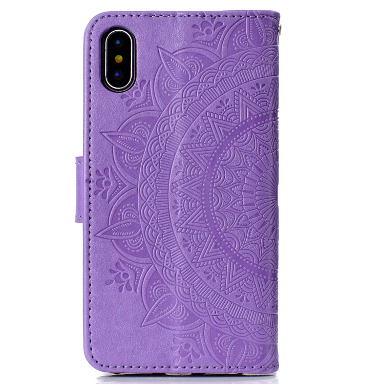 For iPhone X / XS Totem Flower Embossed Horizontal Flip TPU + PU Leather Case with Holder & Card Slots & Wallet