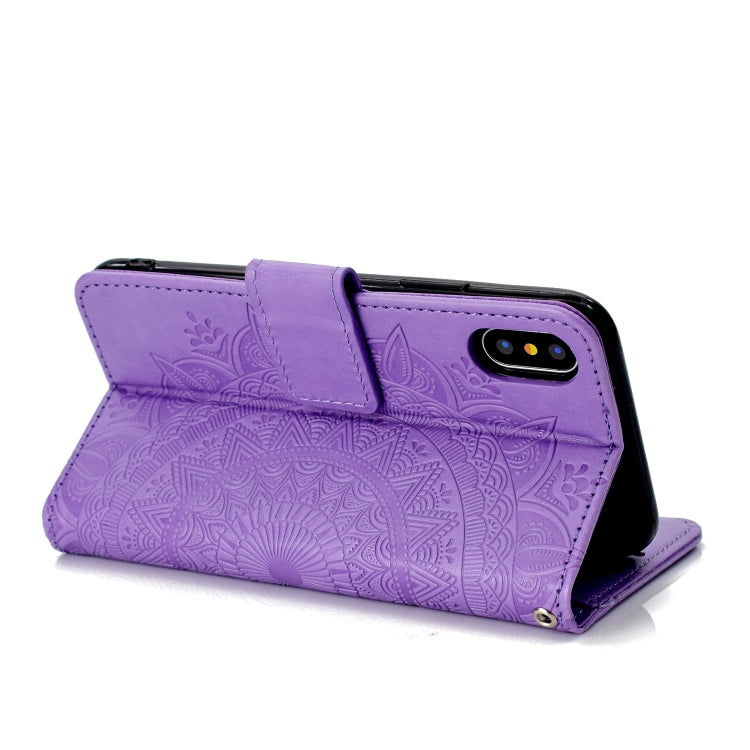 For iPhone X / XS Totem Flower Embossed Horizontal Flip TPU + PU Leather Case with Holder & Card Slots & Wallet
