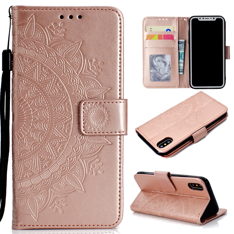 For iPhone X / XS Totem Flower Embossed Horizontal Flip TPU + PU Leather Case with Holder & Card Slots & Wallet