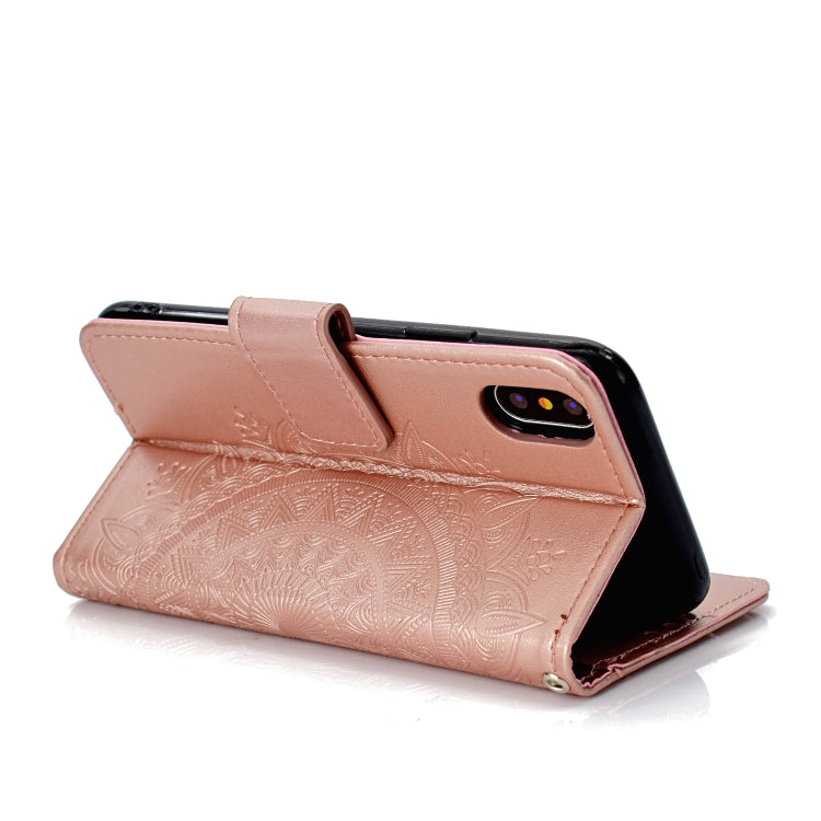 For iPhone X / XS Totem Flower Embossed Horizontal Flip TPU + PU Leather Case with Holder & Card Slots & Wallet