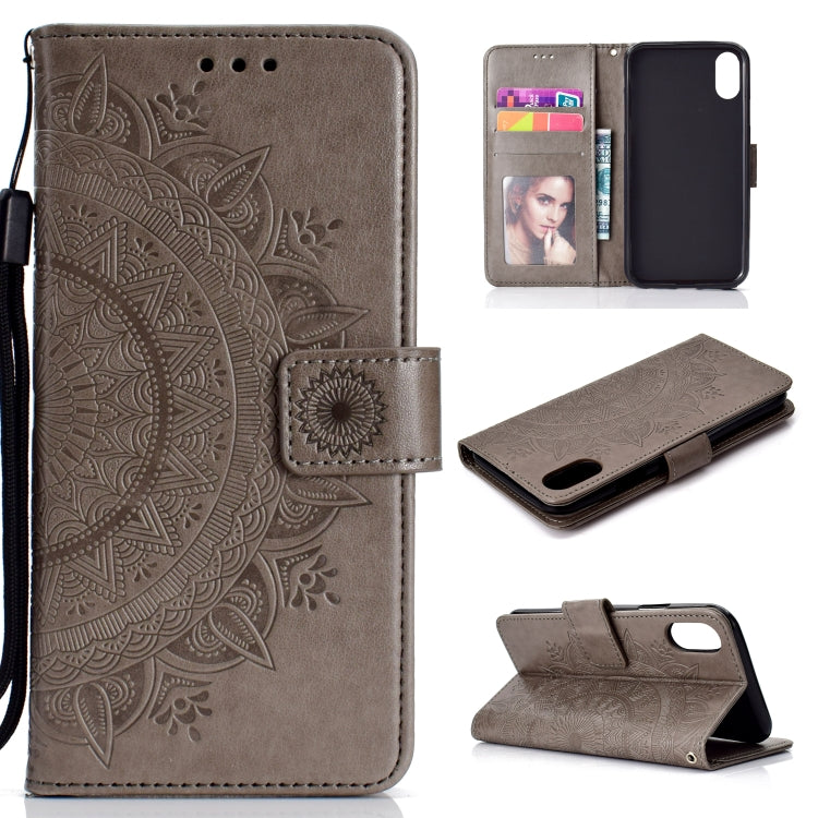 For iPhone XR Totem Flower Embossed Horizontal Flip TPU + PU Leather Case with Holder & Card Slots & Wallet